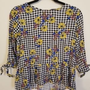 Floral checkered blouse